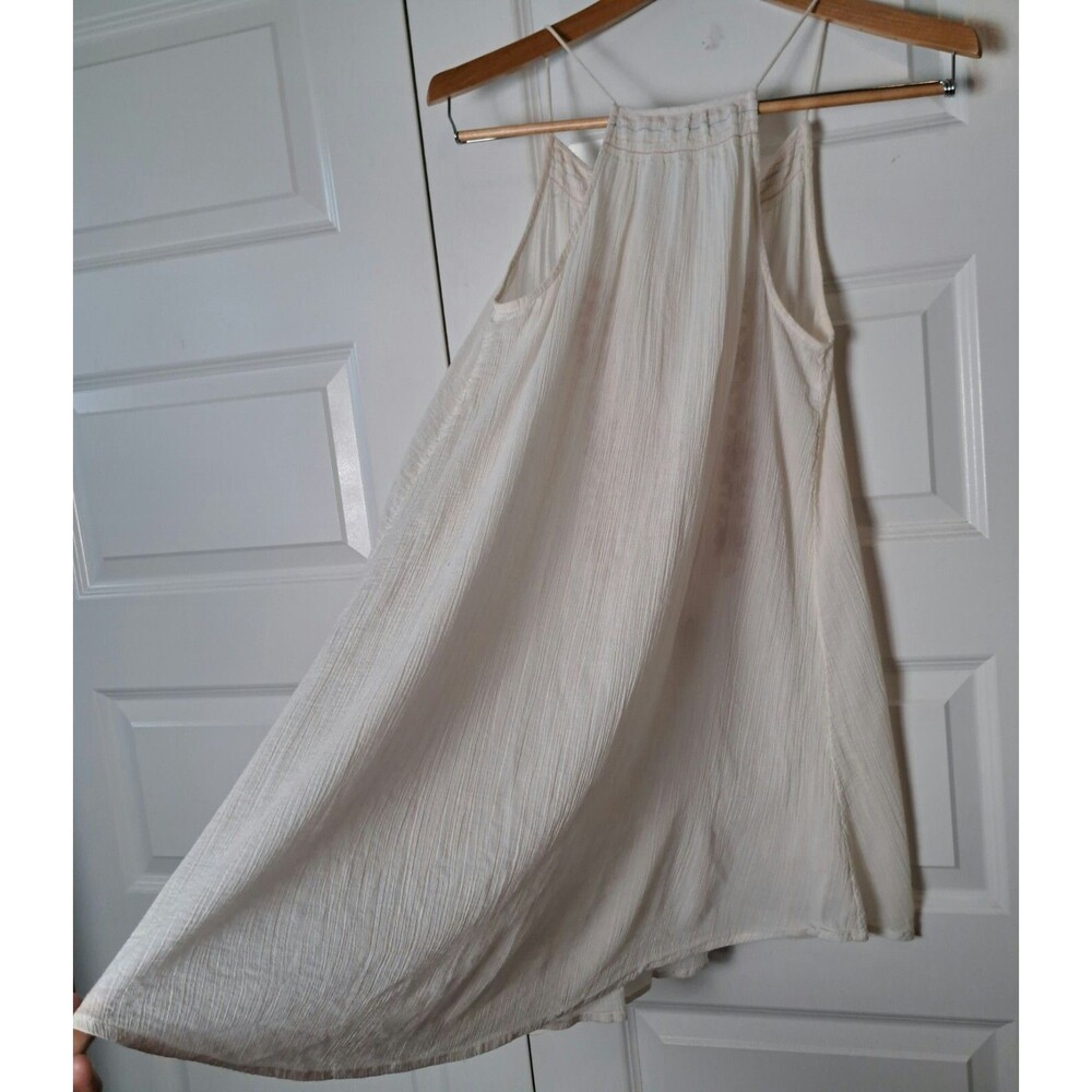 Gianni Bini Size S Cover-Up Dress White Shift Mini Embroidered Floral Sheer Boho - Picture 11 of 12